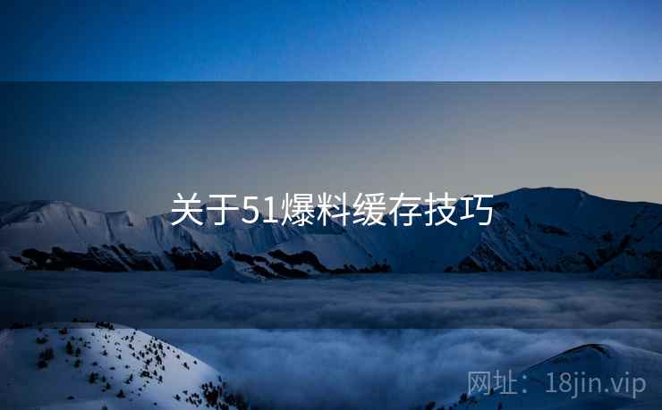 关于51爆料缓存技巧