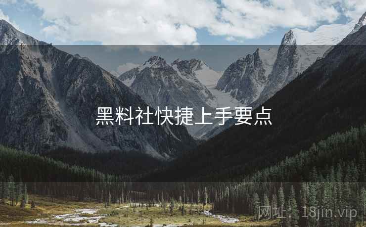 黑料社快捷上手要点